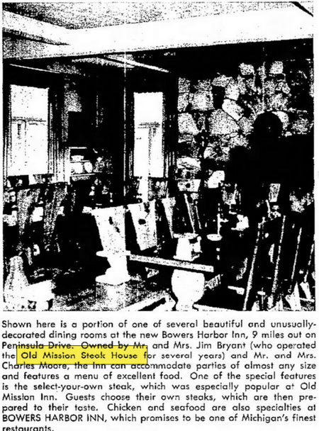 Peninsula Room (Bowers Harbor Inn) - May 1959 Opening Article